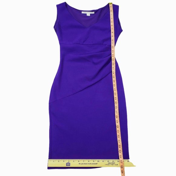 Diane von Furstenberg Bevin Bodycon Sleeveless Sheath Dress 2 Purple Ruched Side - Picture 7 of 15